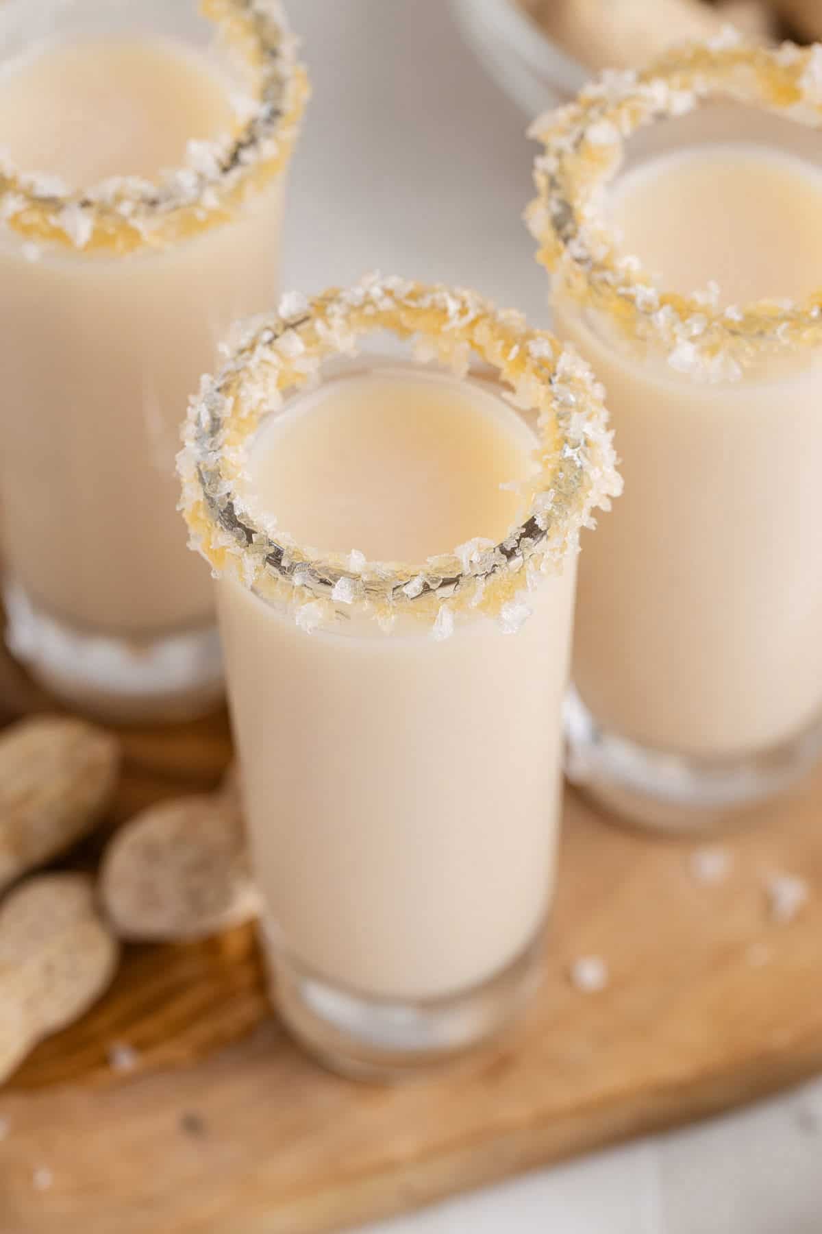 Salted Nut Roll Shot Close up on a tray