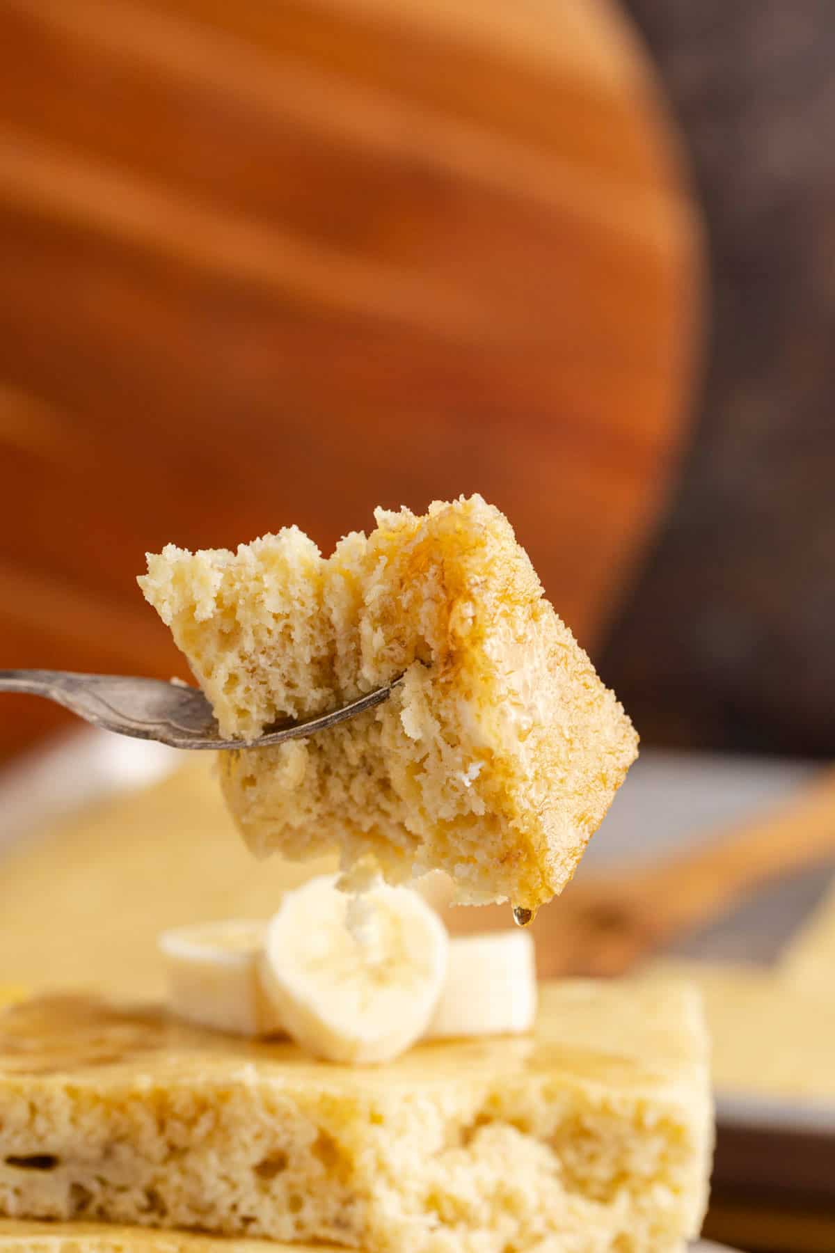 Sheet Pan Banana Pancakes on a fork