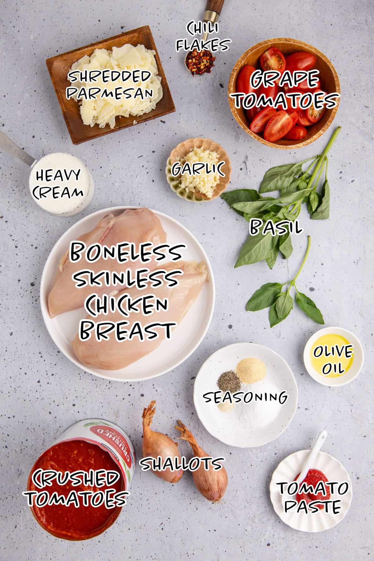 Tomato Basil Chicken Ingredients