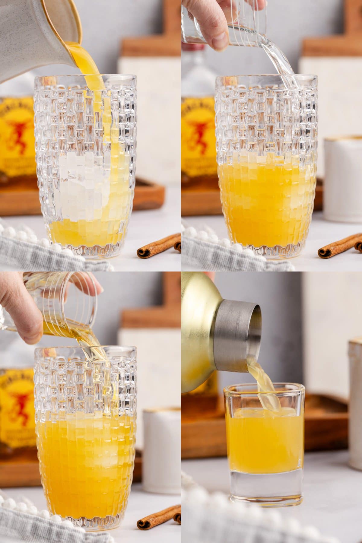 Apple Pie Shots being made in a cocktail shaker