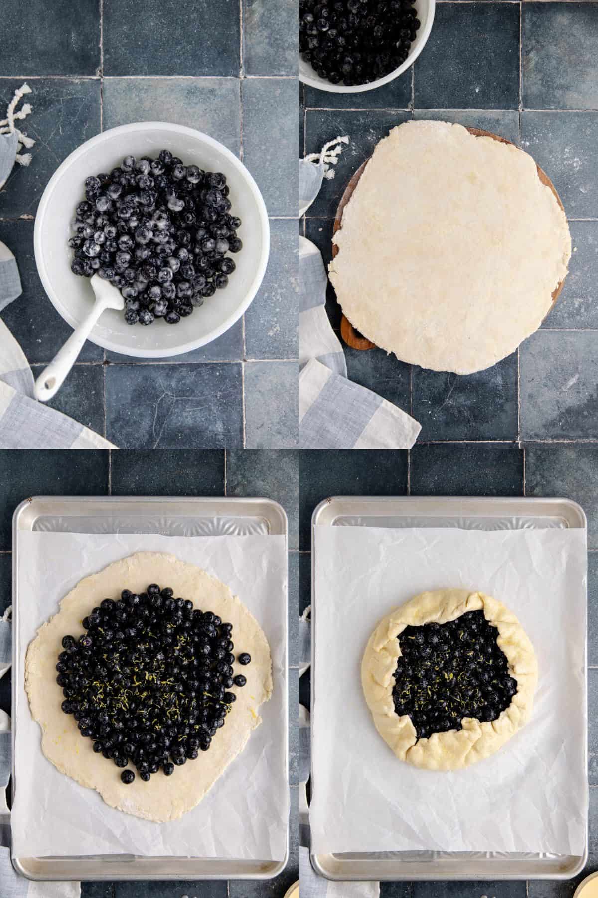 Blueberry Galette being assembled