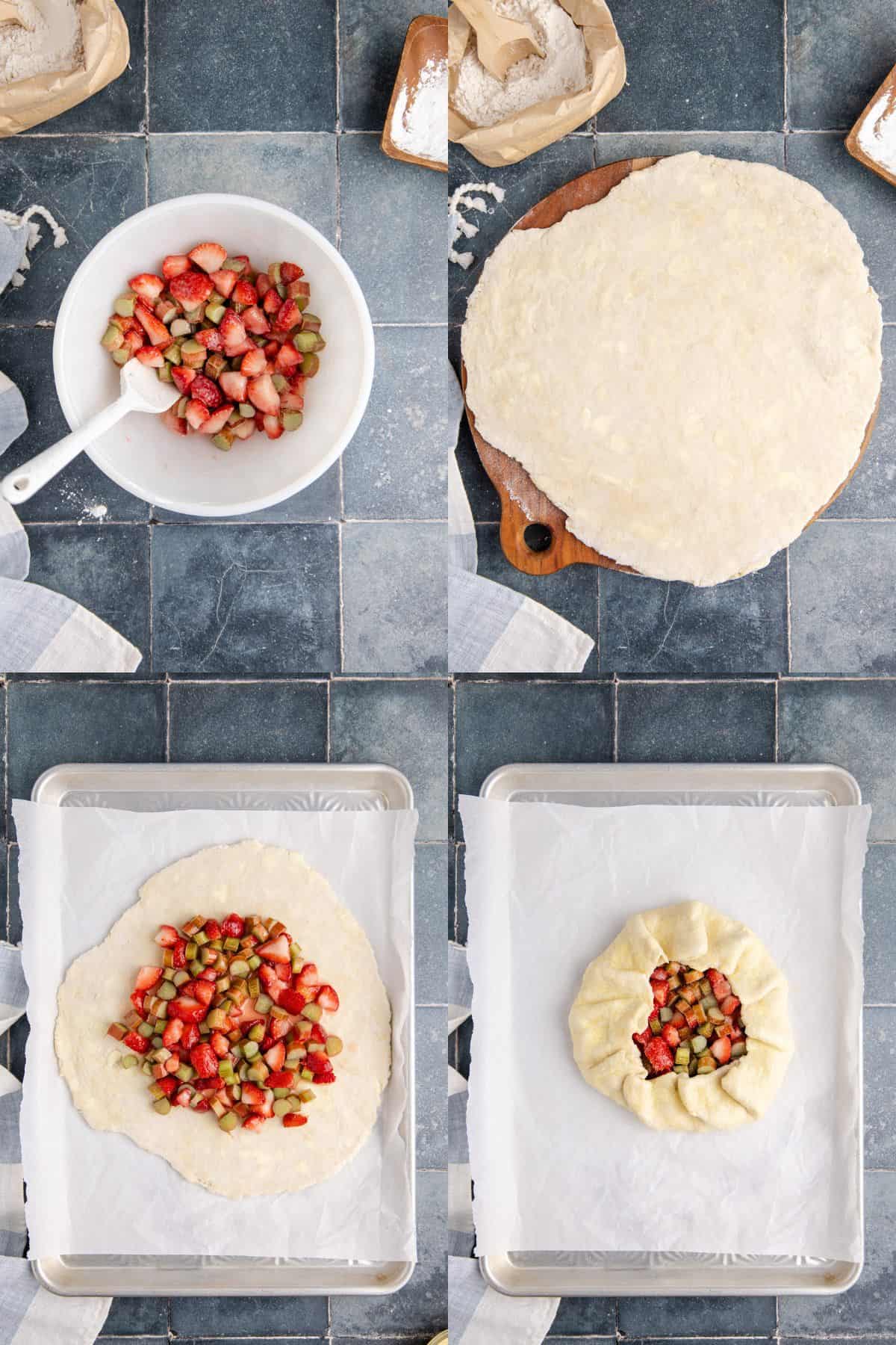 Strawberry Rhubarb Galette being made