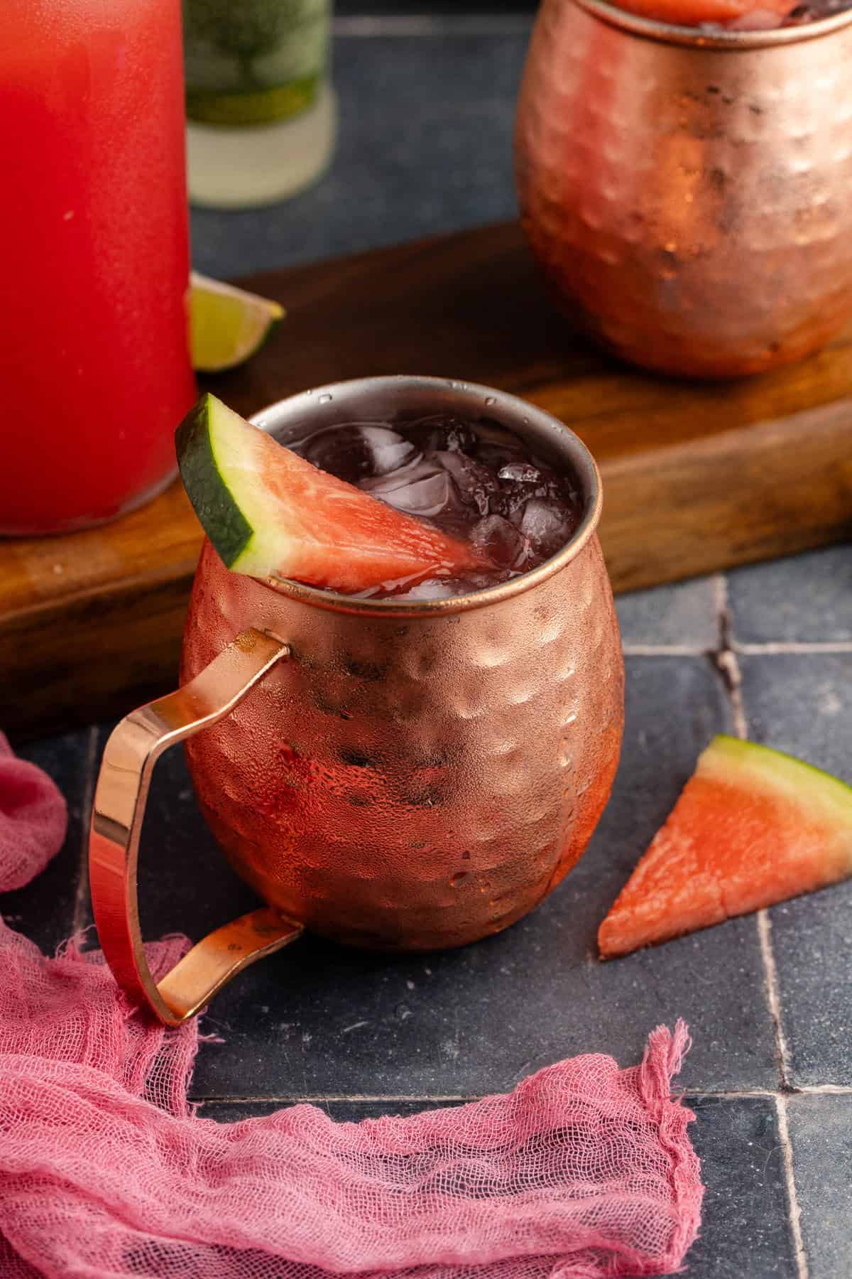 Watermelon Moscow Mule made in a Mule glass