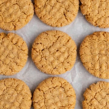 4-Ingredient Peanut Butter Cookies on Parchment Lined Baking Sheet