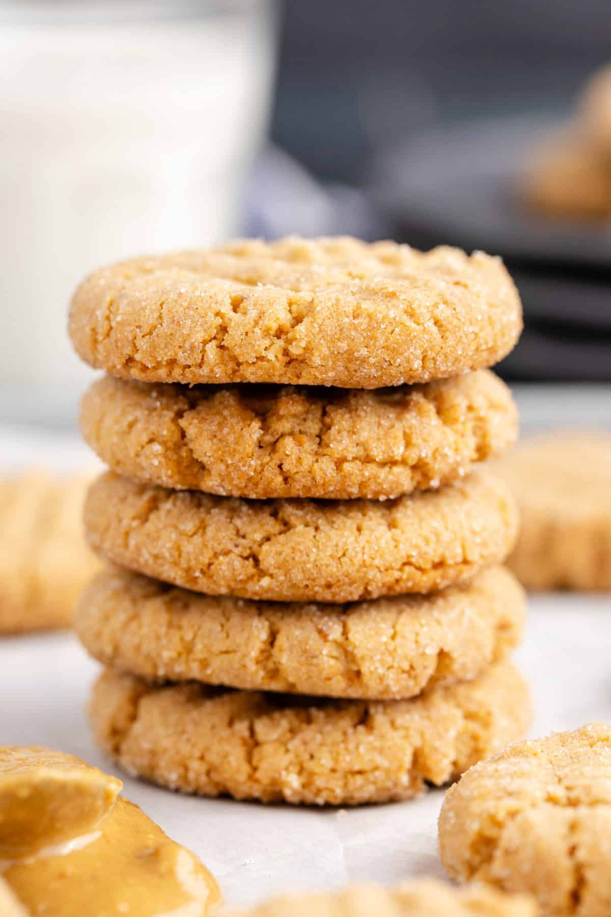 4-Ingredient Peanut Butter Cookies Stacked