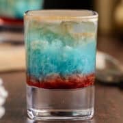 Alien Brain Hemorrhage Shot Red Blue and Beige Layers
