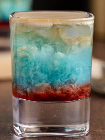 Alien Brain Hemorrhage Shot Red Blue and Beige Layers