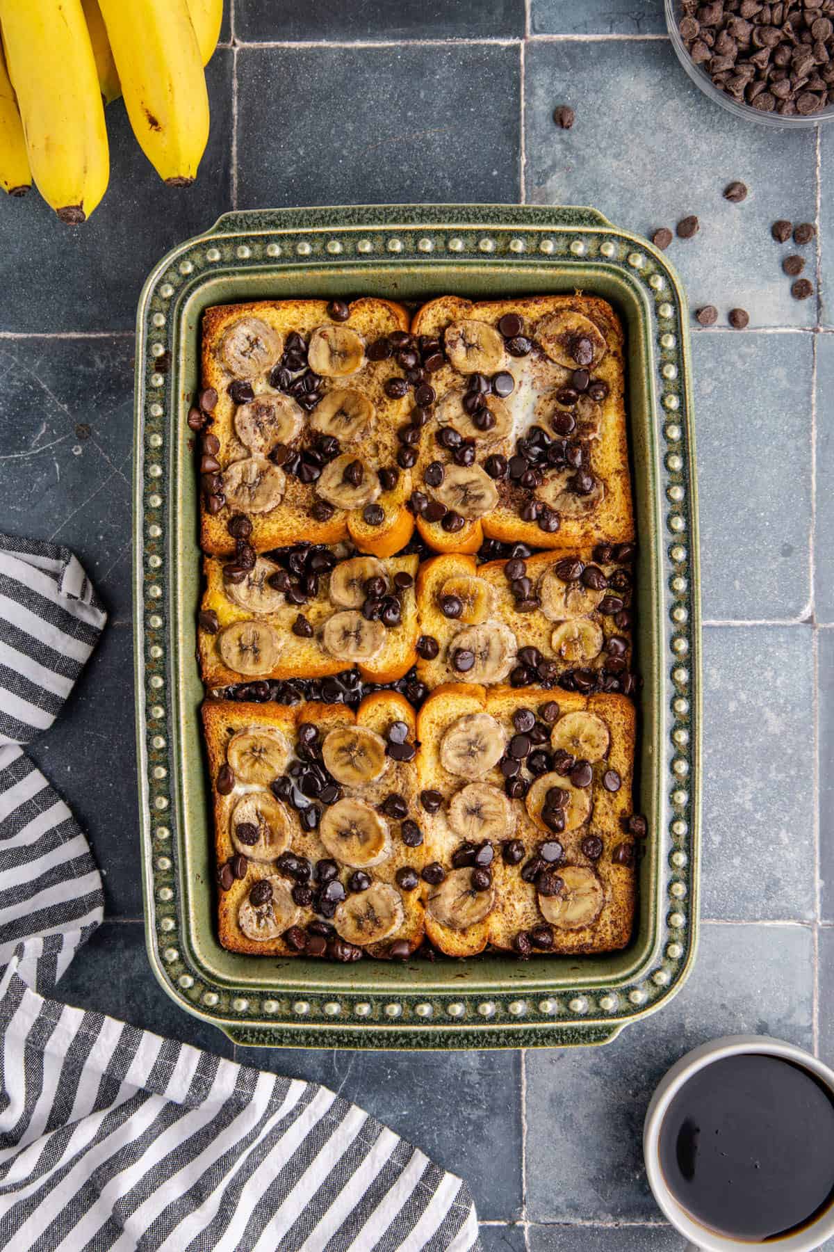 Banana French Toast Casserole baked in a dish