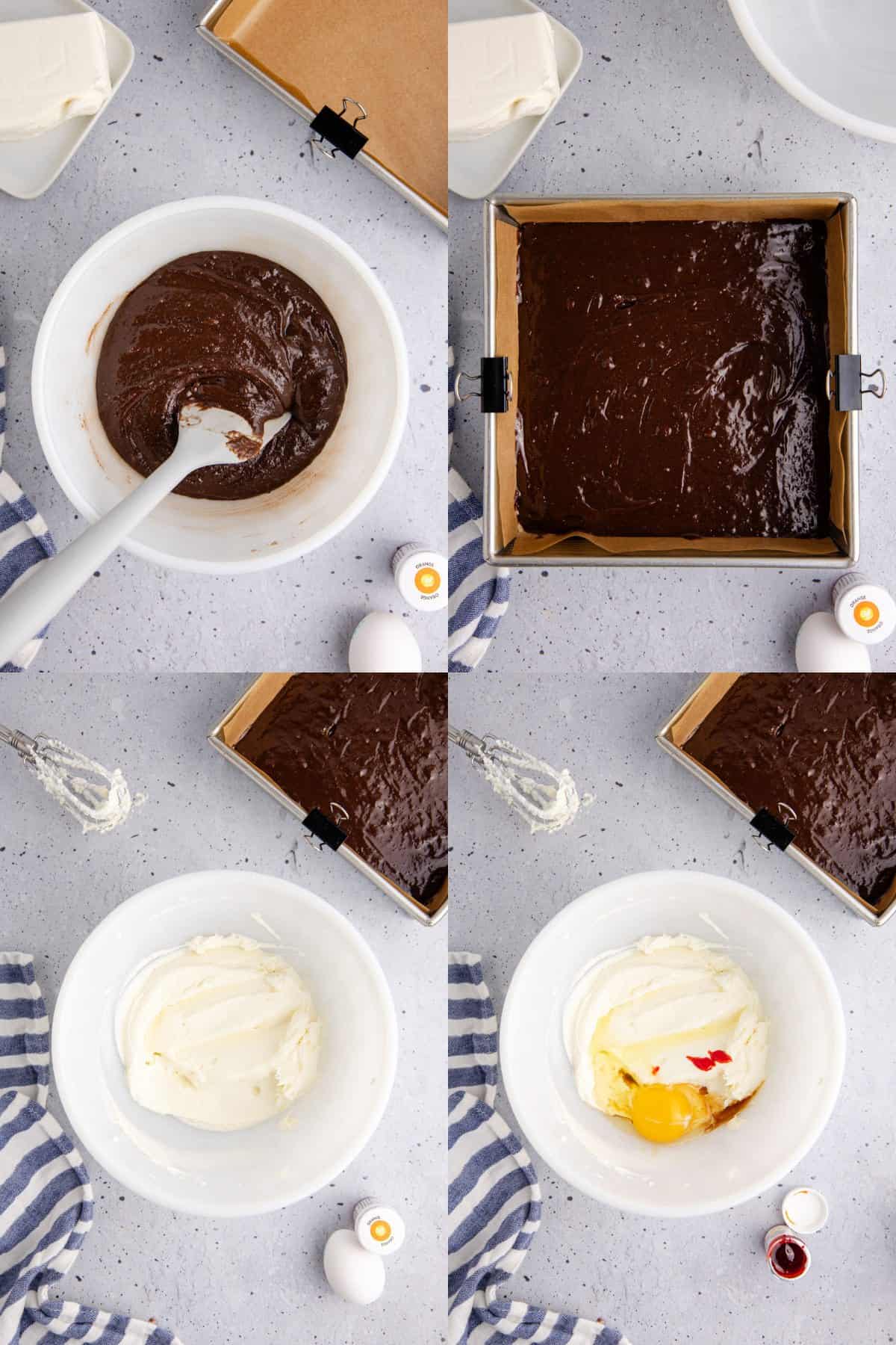 Halloween Brownies Being Mixed and Poured into a Baking Pan