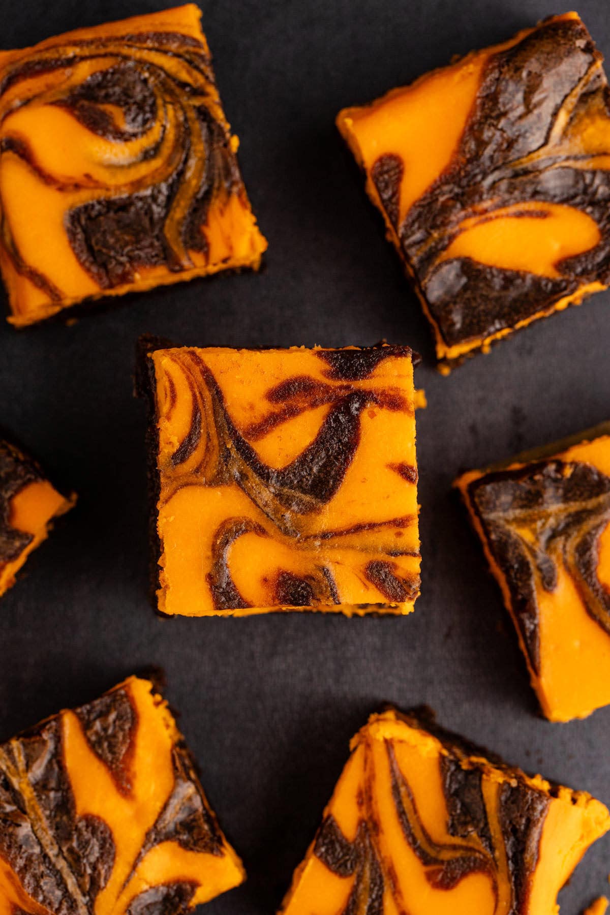Halloween Brownies with Orange Cheesecake Swirl