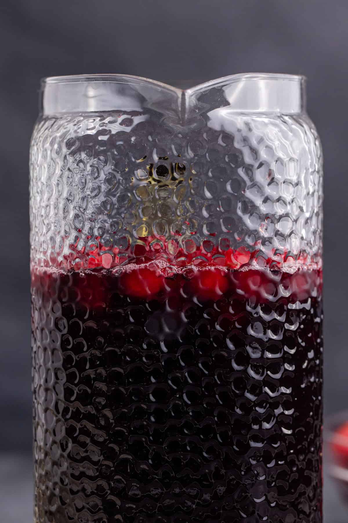 Halloween Sangria in a pitcher close up