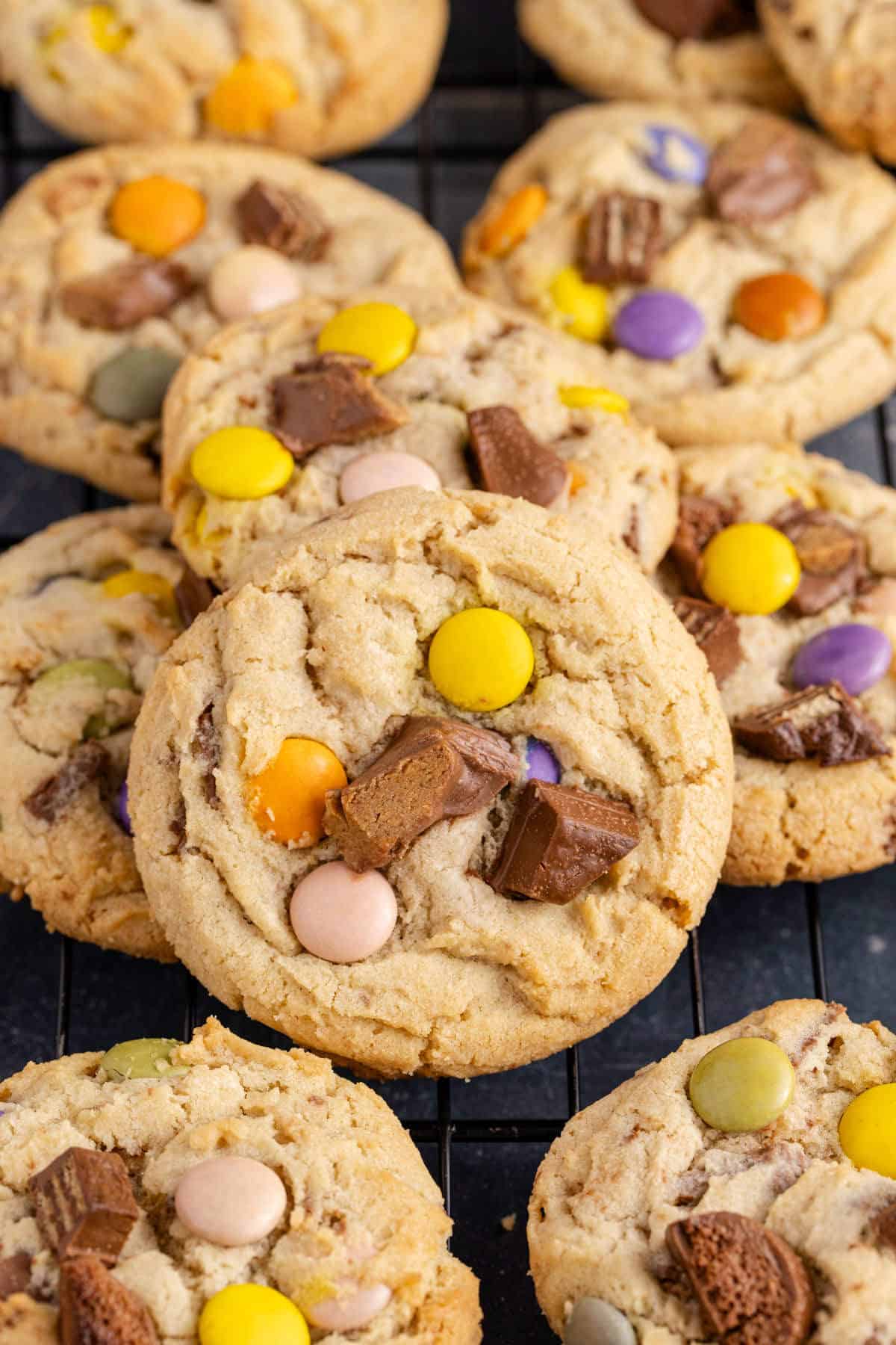 Leftover Halloween Candy Cookies with Smarties and Aero Chocolate Pieces