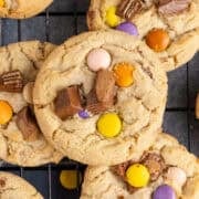 Leftover Halloween Candy Cookies on Wire Rack