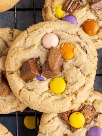 Leftover Halloween Candy Cookies on Wire Rack