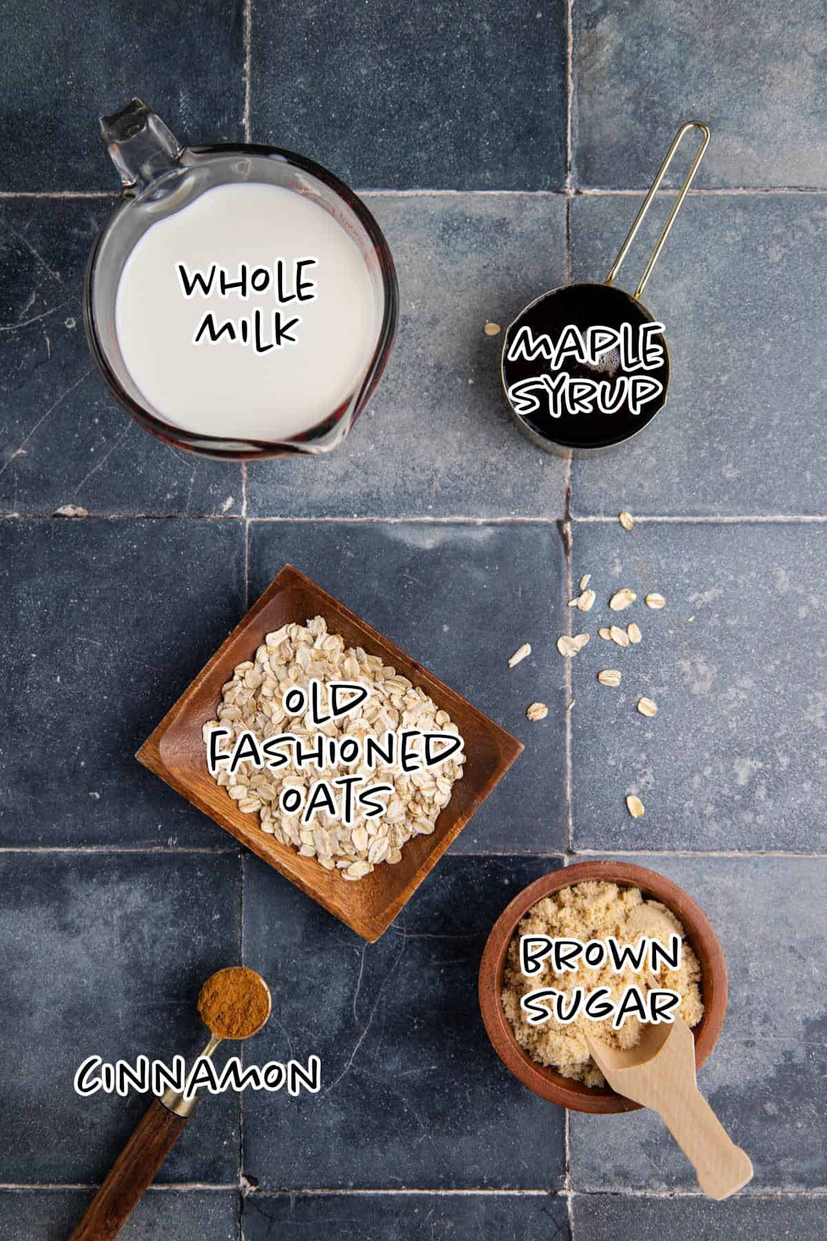 Maple Brown Sugar Oatmeal Ingredients