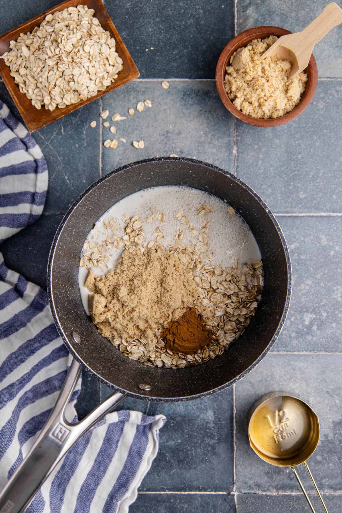 Maple Brown Sugar Oatmeal being made in a pot