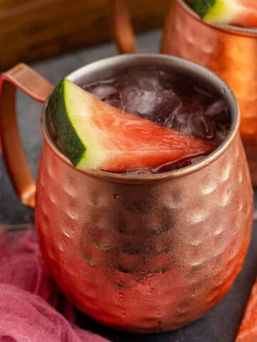 Watermelon Moscow Mule made in a Mule glass