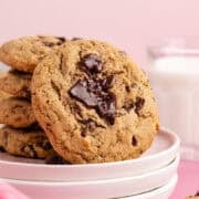 Espresso Chocolate Chip Cookies on a stack of plates