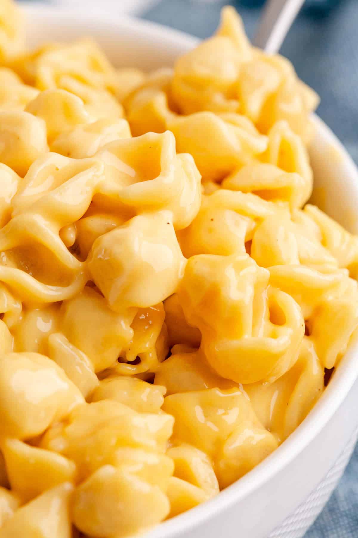 Instant Pot Mac and Cheese Velveeta Mini Shells Served in a Bowl