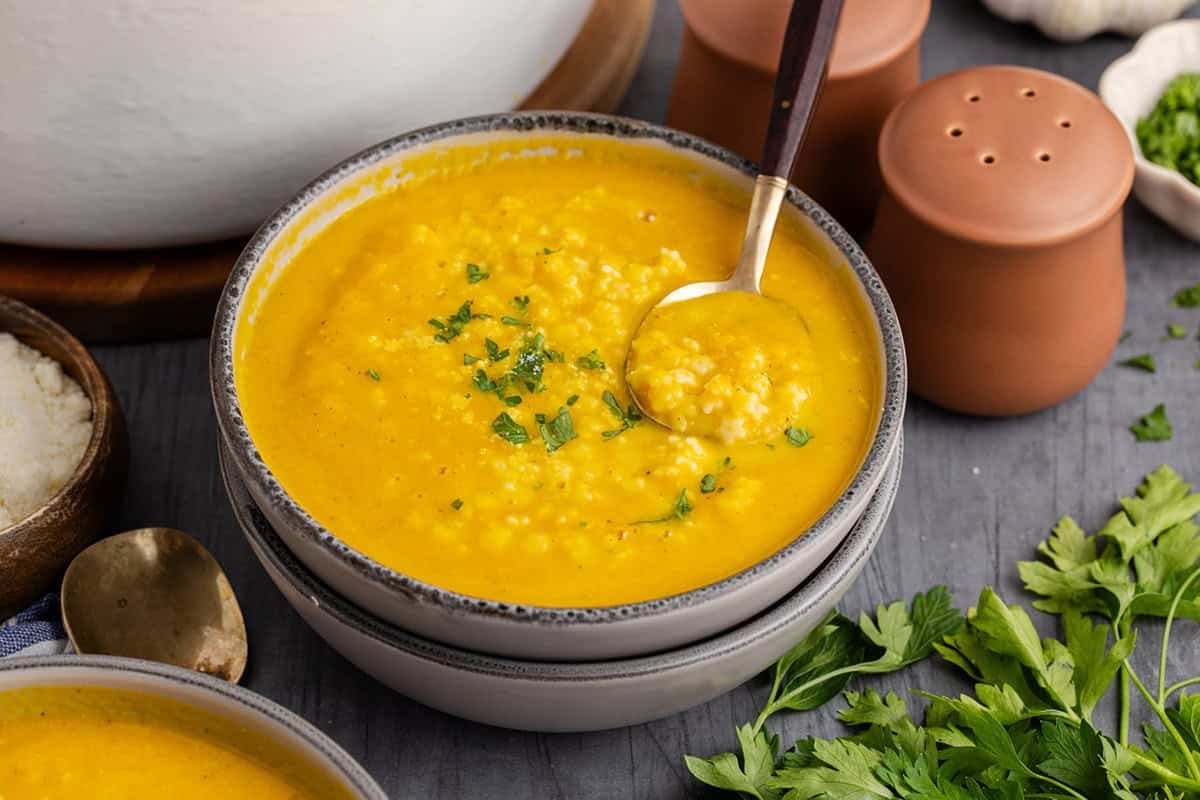 Italian Penicillin Soup Served in a Bowl with Fresh Parsley