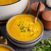 Italian Penicillin Soup Served in a Bowl with Fresh Parsley