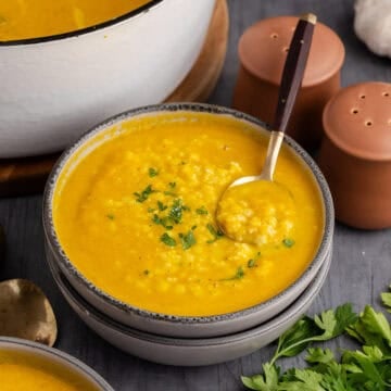 Italian Penicillin Soup Served in a Bowl with Fresh Parsley