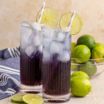 Purple Rain Cocktail on a countertop
