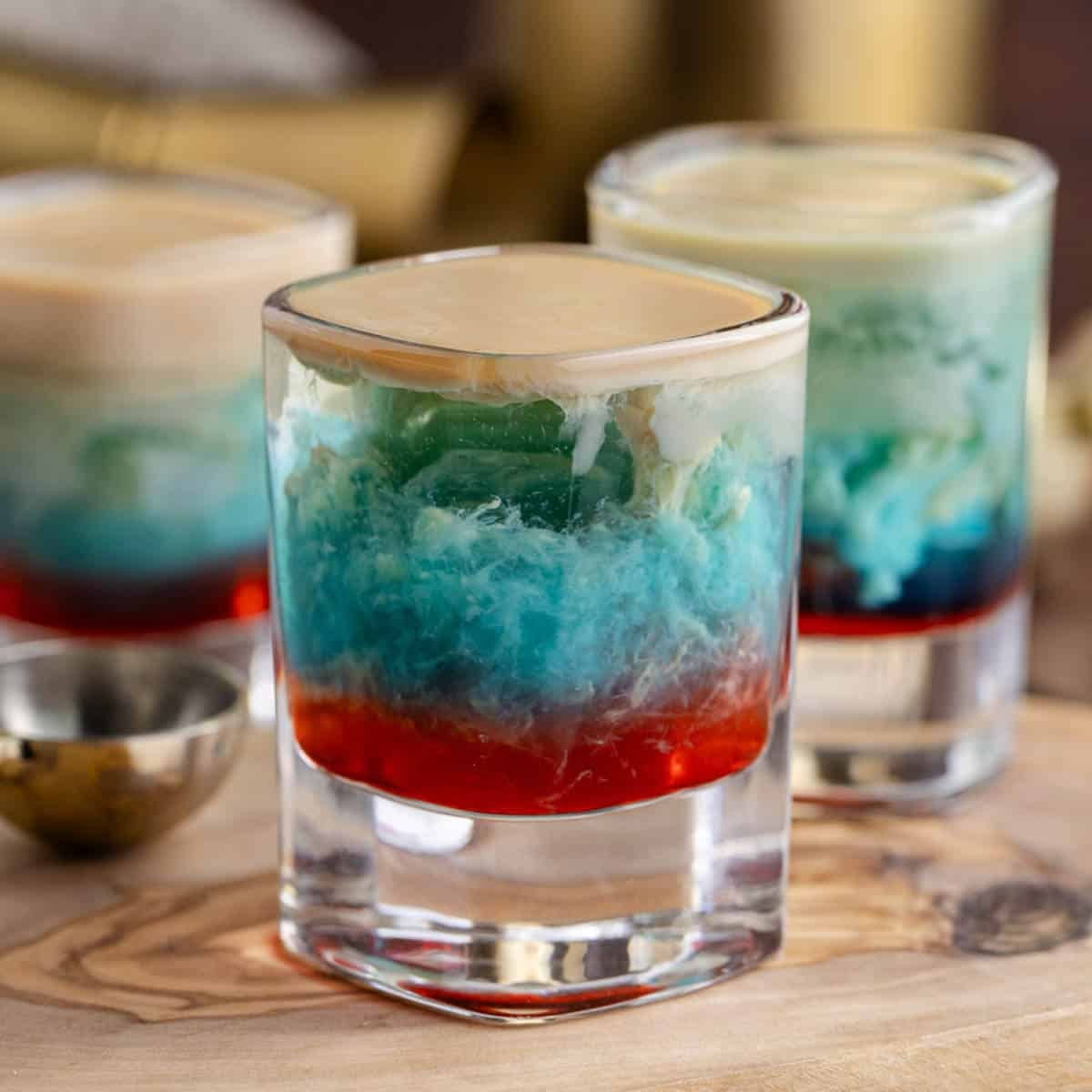Alien Brain Haemorrhage shots on a cutting board