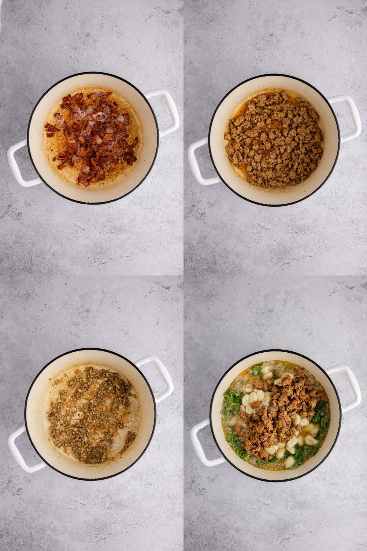 Zuppa Toscana being made in a large soup pot