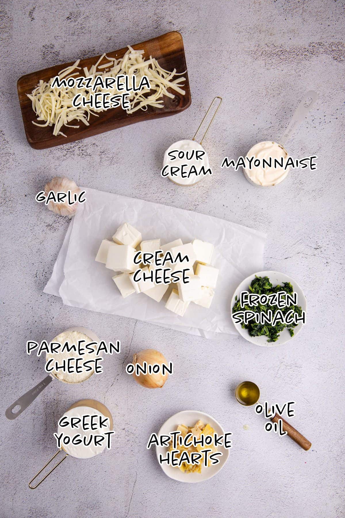Baked Spinach and Artichoke Dip Ingredients