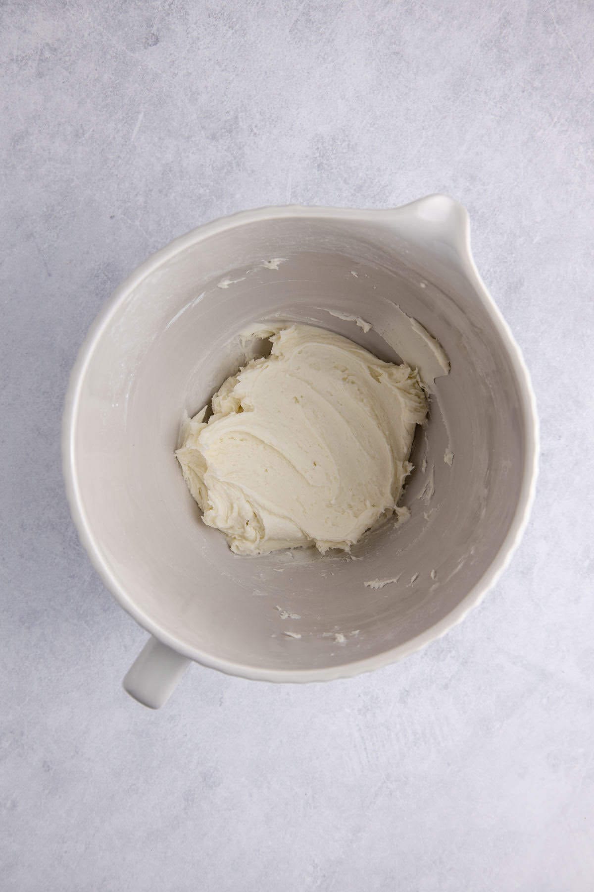Buttercream Frosting for Sugar Cookies in Bowl of Stand Mixer