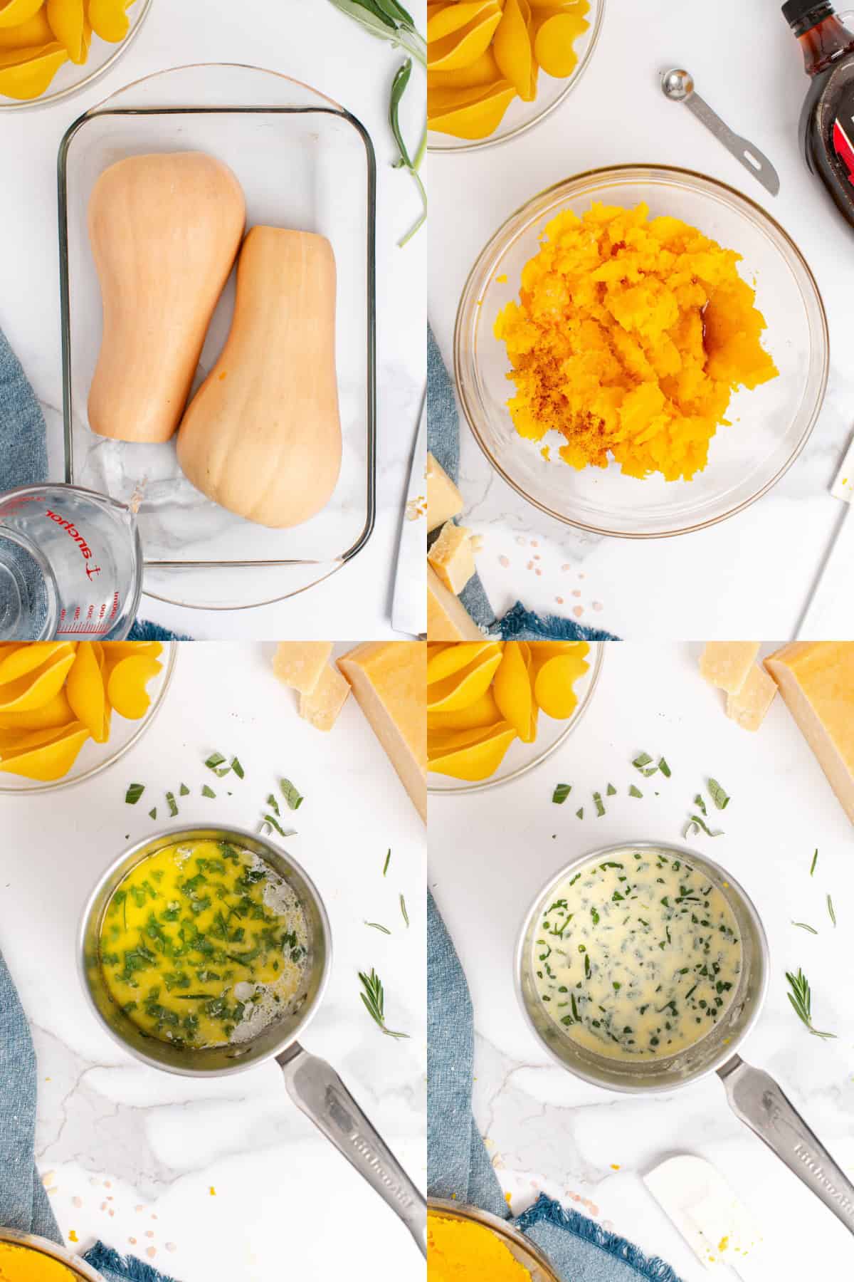 Process for Making Butternut Squash Stuffed Shells with Sage Cream Sauce