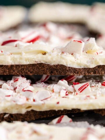 Costco Peppermint Bark on a Plate up close