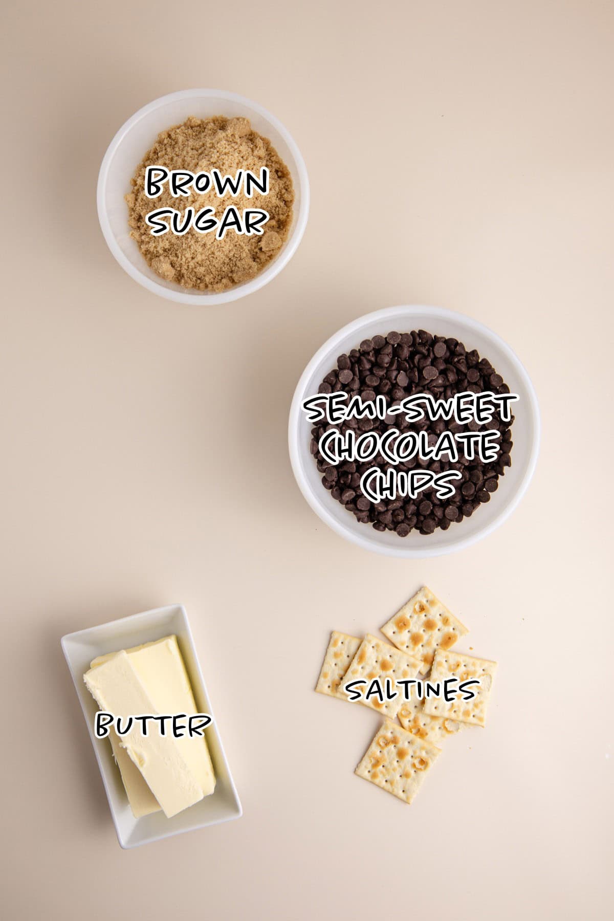 Easy Christmas Crack Recipe Ingredients on a counter