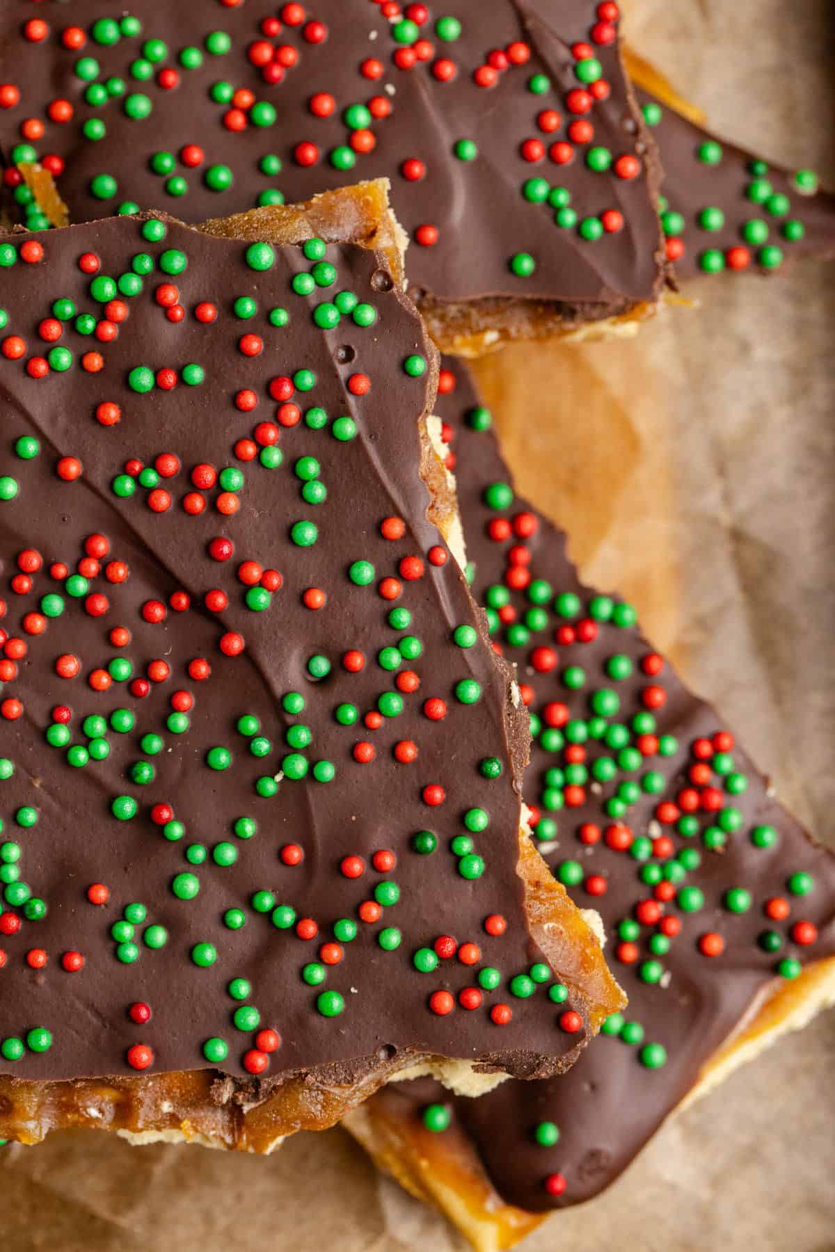 Easy Christmas Crack Recipe close up from above