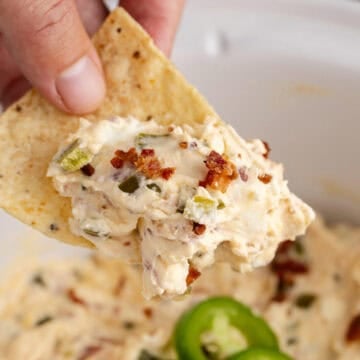 Jalapeno Cream Cheese Dip Scooped with Tortilla Chip