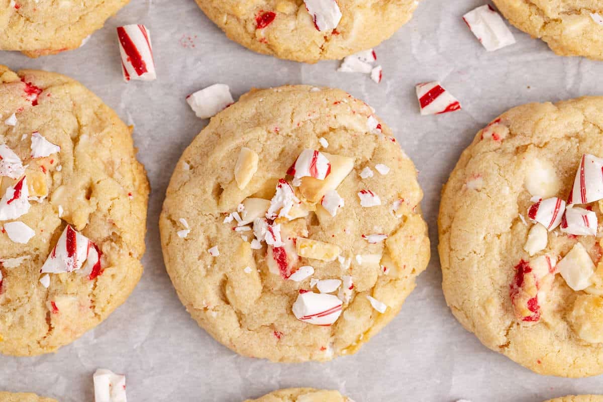 Peppermint Cookie close up on parchment paper