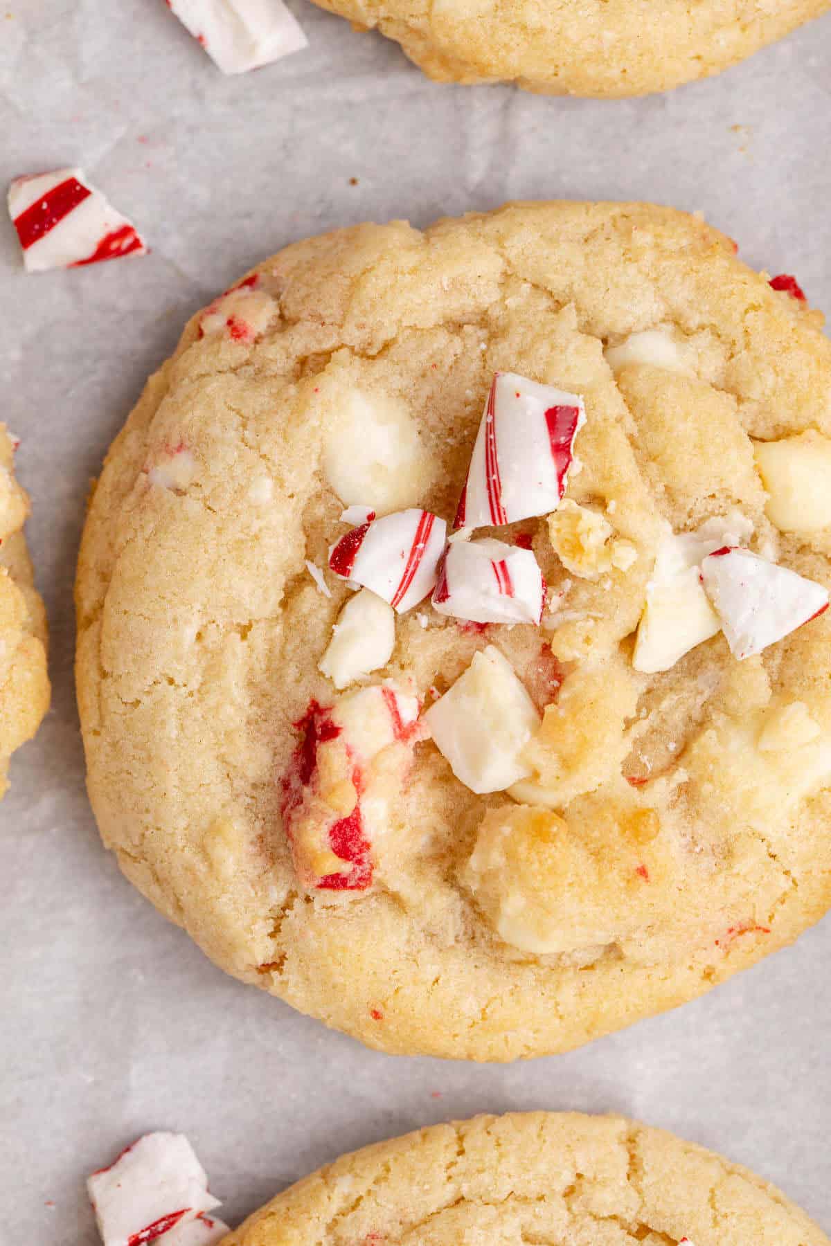 Peppermint Cookie close up on parchment paper
