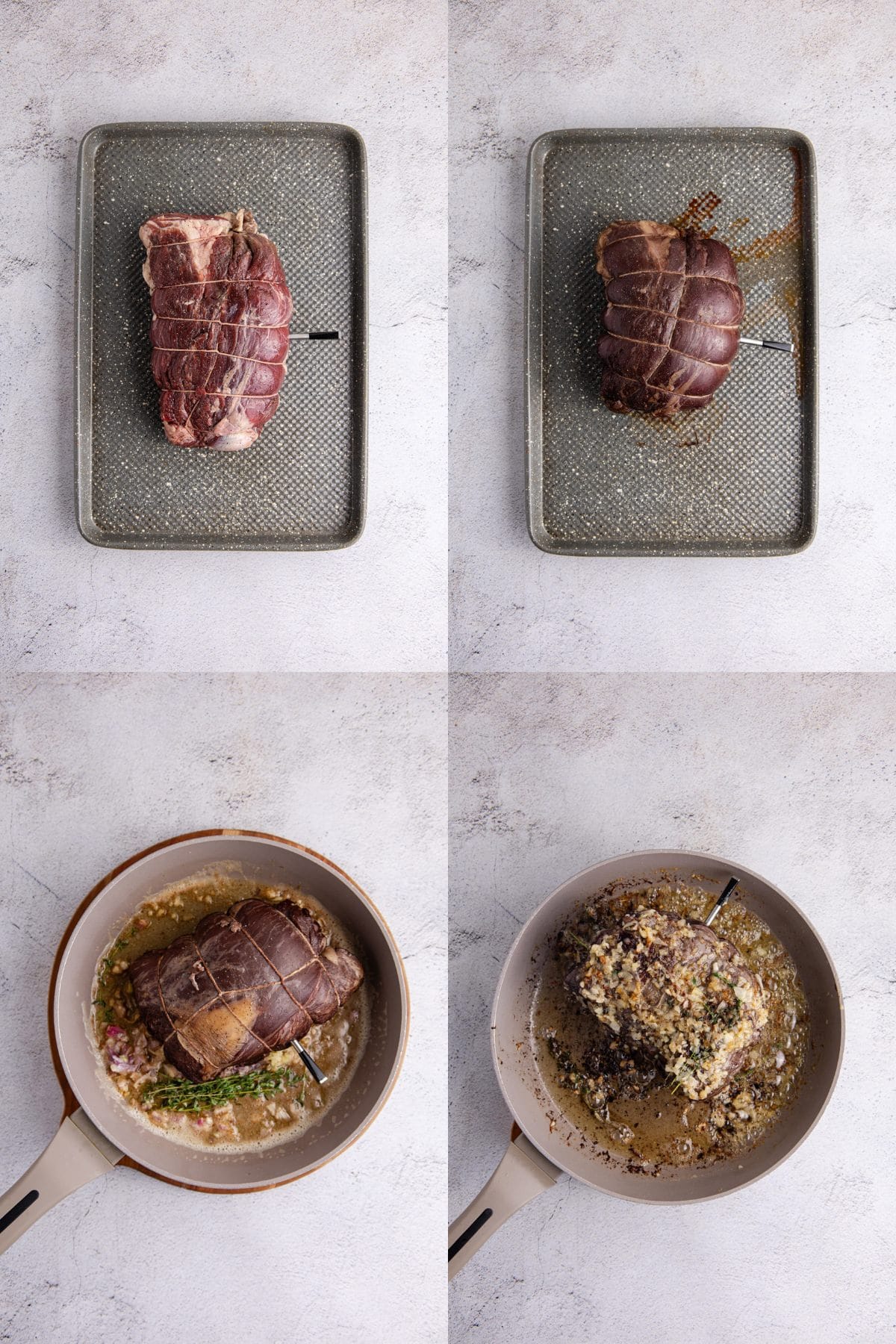 Reverse Sear Beef Tenderloin being cooked and seared