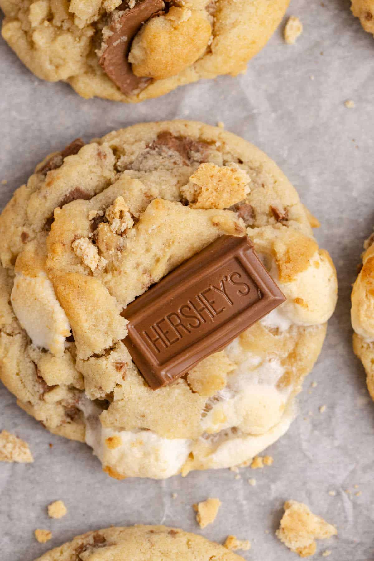 Smores Cookies from above close up