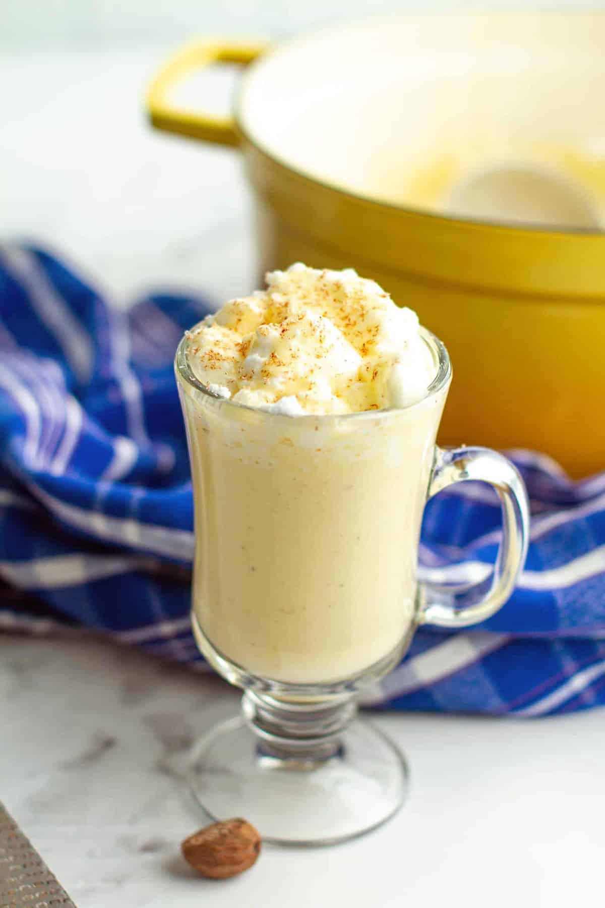 Eggnog Recipes Homemade New Orleans Eggnog in a Mug with nutmeg garnish
