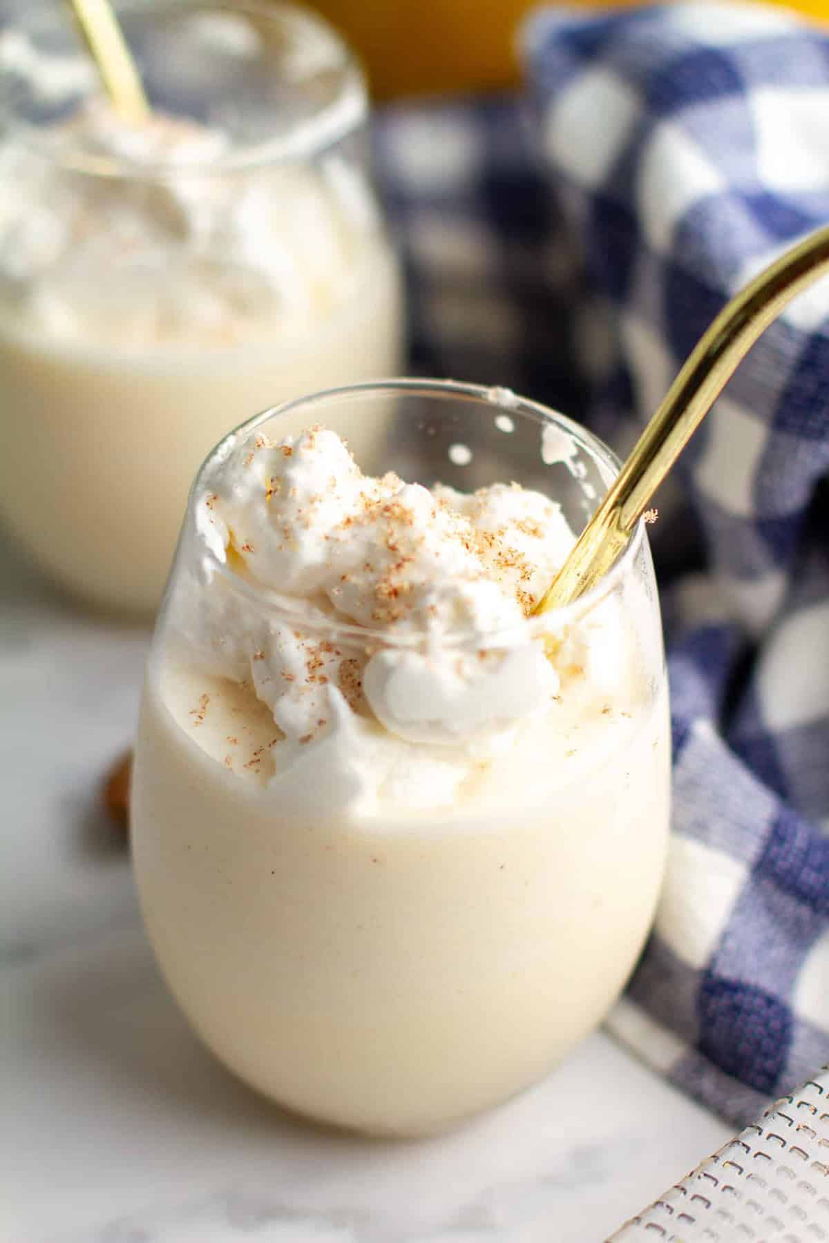 Eggnog Recipes New Orleans Eggnog Daiquiri in a Glass with on a counter