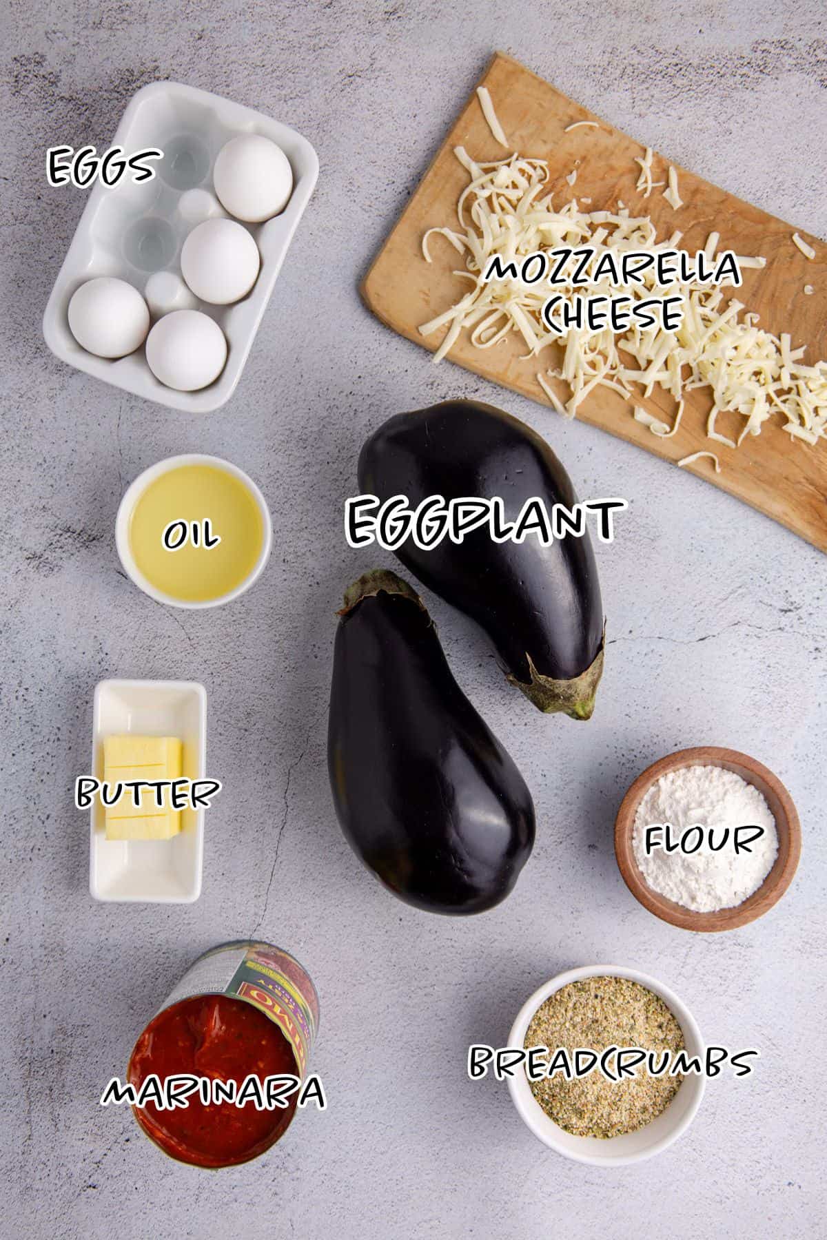 Eggplant Casserole Ingredients on a Counter