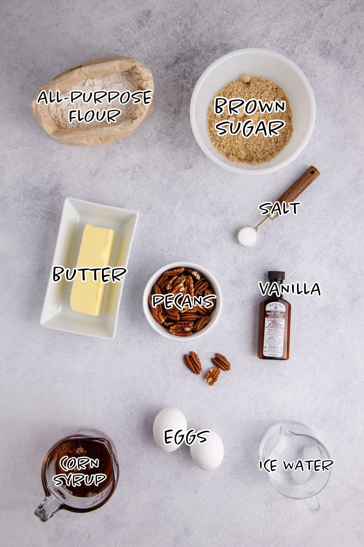 Mini Pecan Pies Ingredients on a counter