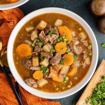 Slow Cooker Beef Stew in a bowl close up