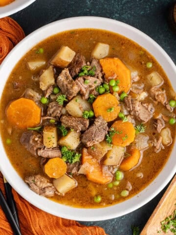 Slow Cooker Beef Stew in a bowl close up