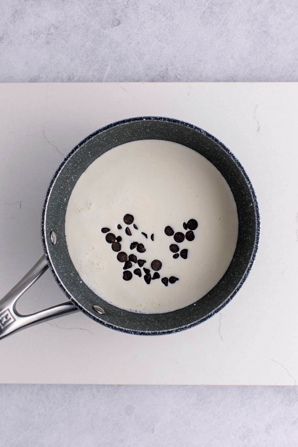 Starbucks Peppermint Hot Chocolate being made in a pot