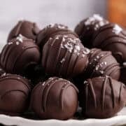 Chocolate Truffles stacked on a plate