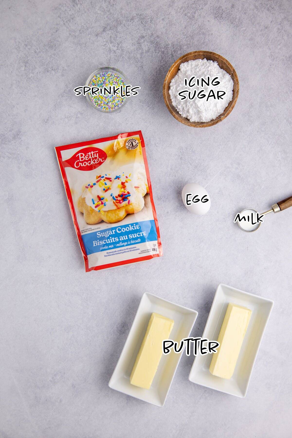 Easter Sugar Cookie Cups Ingredients on a countertop