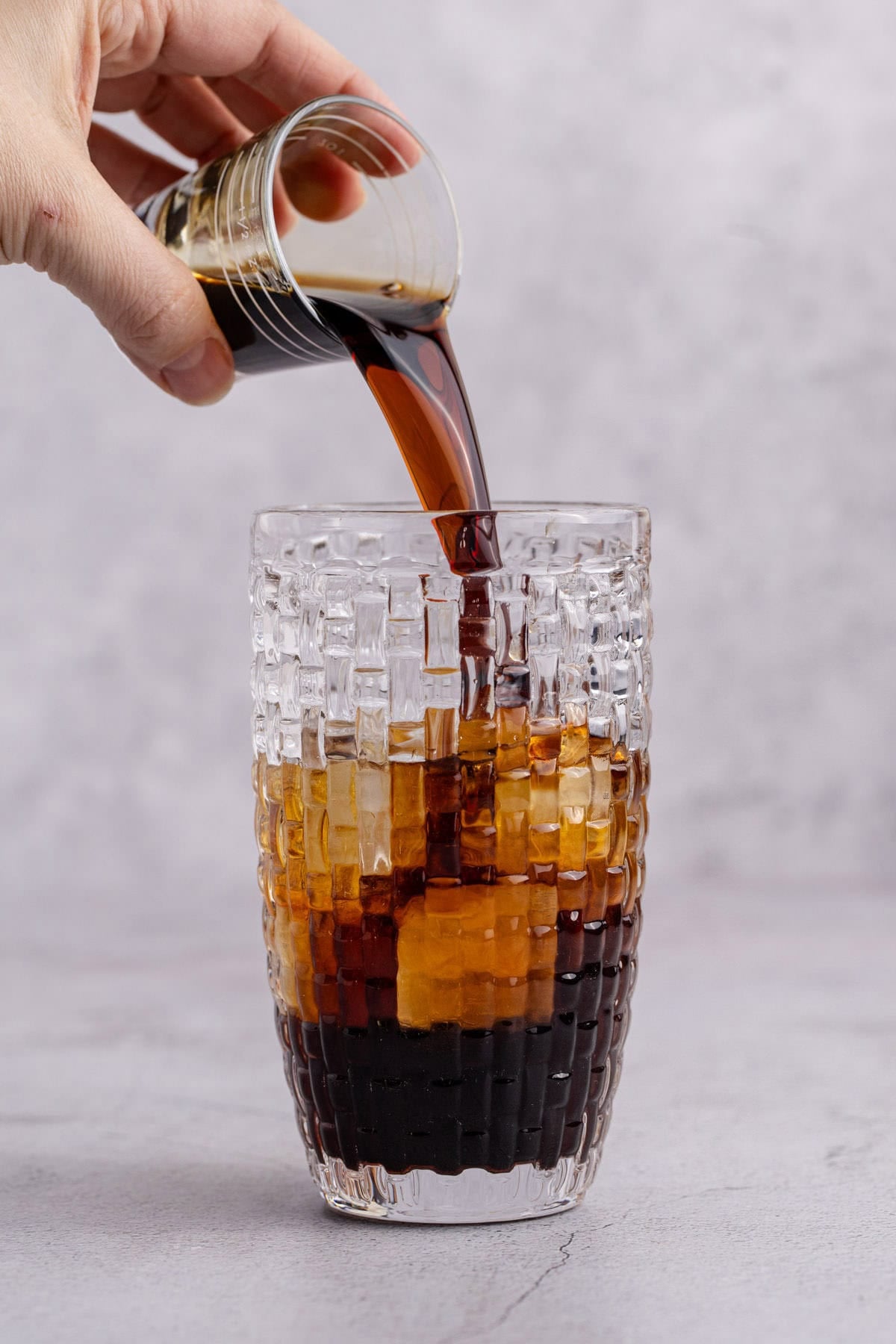 Peanut Butter Shot being made in a cocktail shaker